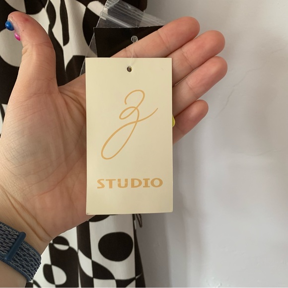 Y2K White & Brown Tunic Tank Top 60s Style Groovy Geometric Print Size 14 NWT - Picture 2 of 5